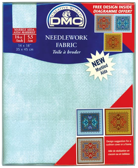 DMC DC27M-3325 Marble Aida Needlework Fabric 14 Count 14 in. x 18 in.-Blissful Sky