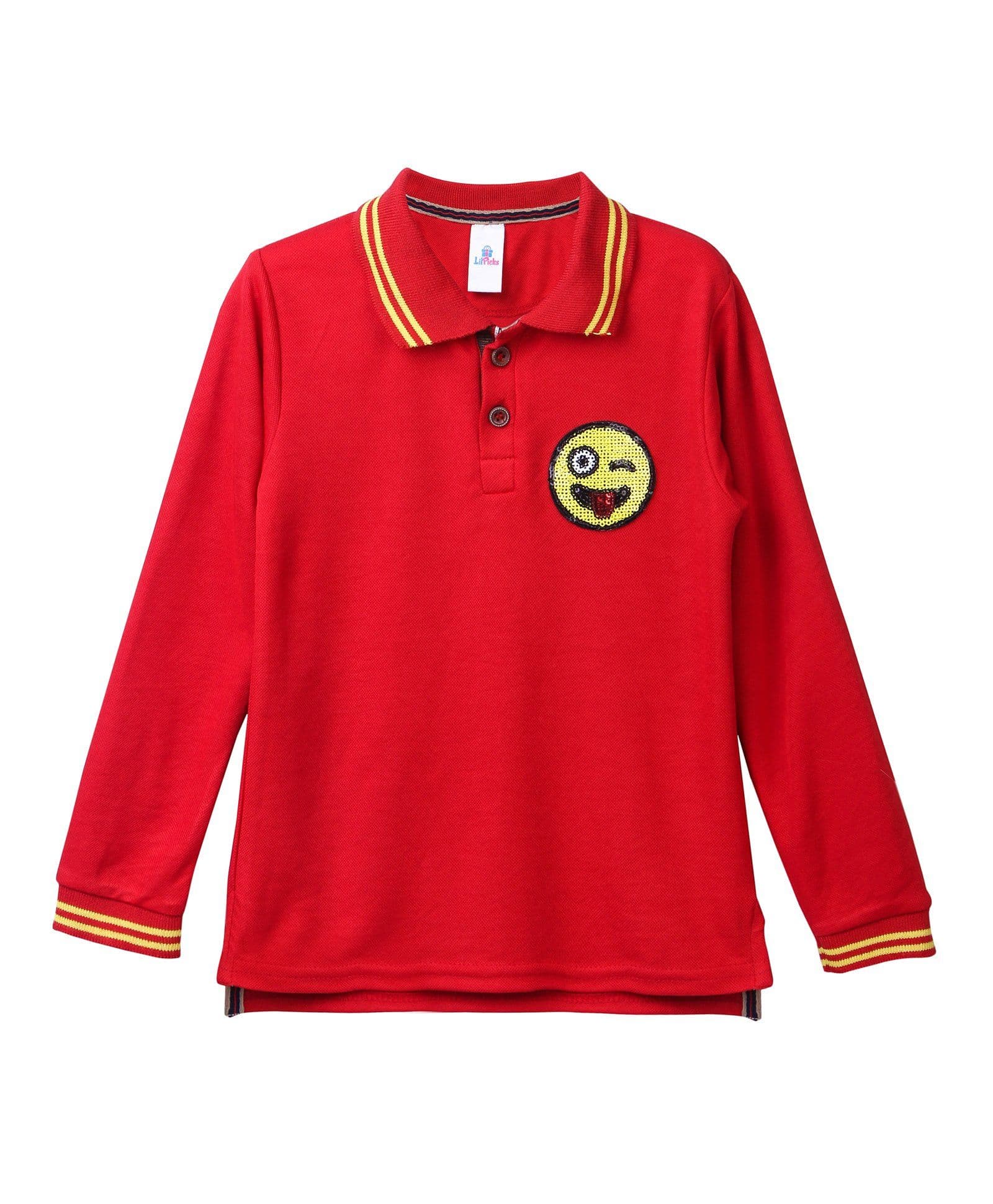 Lilpicks Couture Smiley Sequin Long Sleeves Tee