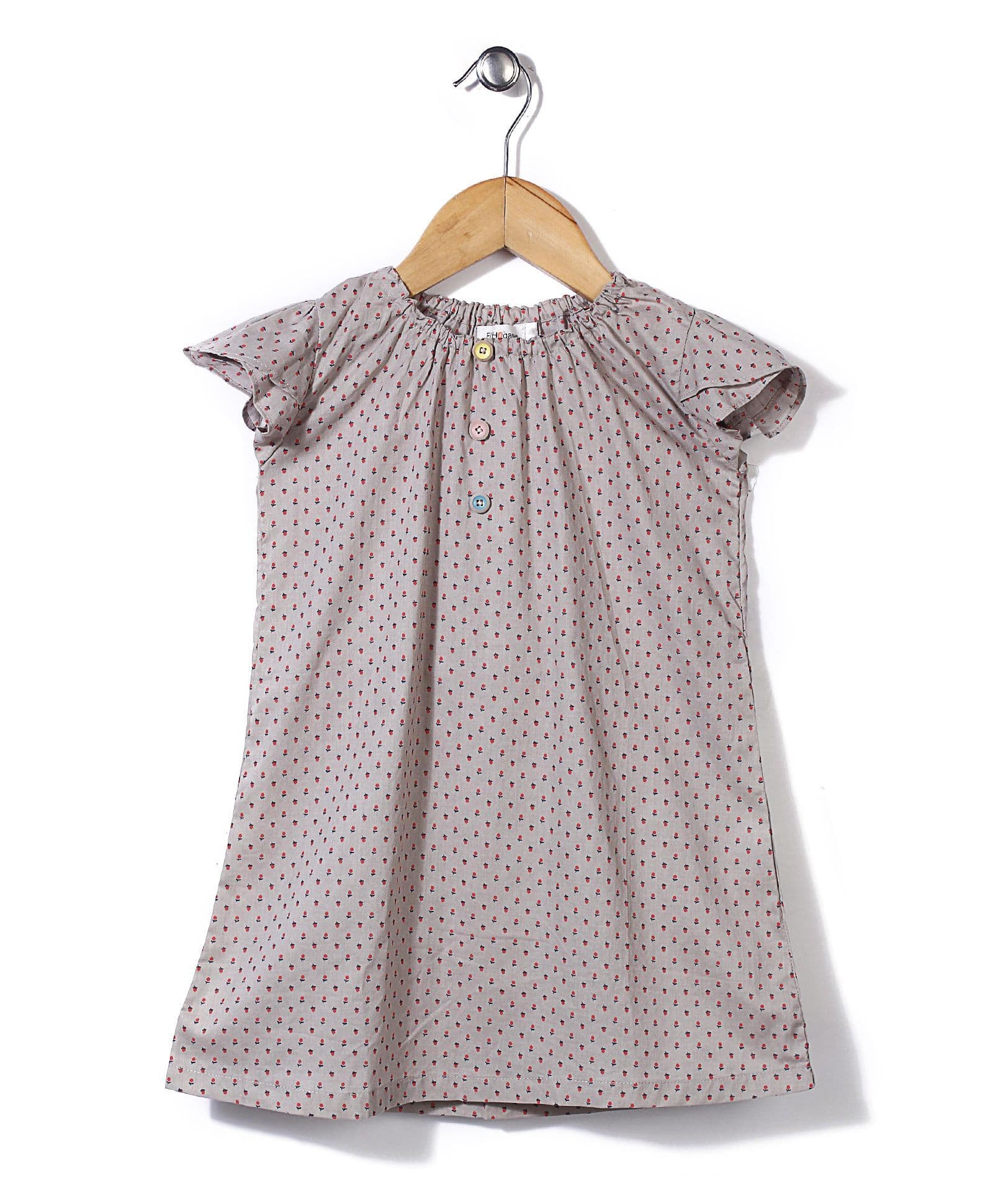 El Hogares Flower Print Top - Grey