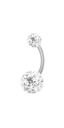 Karisma Clear Bioplast Belly Button Piercing with Swarovski Features 5/8 mm Ball with Epoxy Resin Coating White