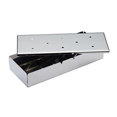 Smoking Box - for barbeques - vented lid - use with wood chips 22.5 x 9 x 4cm (Pack of 2)