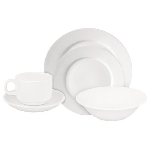 24X Athena Hotelware Five Piece Place Settings Porcelain Dinnerware Table