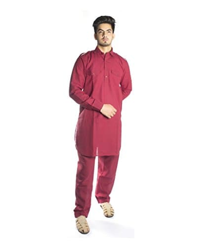 Kurta Palace Men's Ethnic Set X-Large Maroon