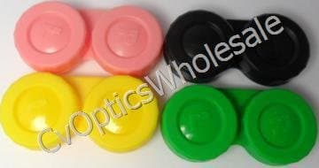 Contact Lens Case Soaking Storage Cases UK Made x 4 - Pink, Yellow, Green and Black