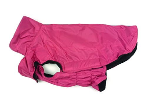 Waterproof Dog Coat Jacket, Fleece Lined For Warmth, Chest Protector, Reflective Piping For Night Safety Pink Large