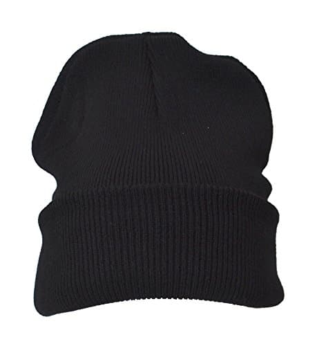 Black Plain Beanie Winter Ski Woolly Warm Hat