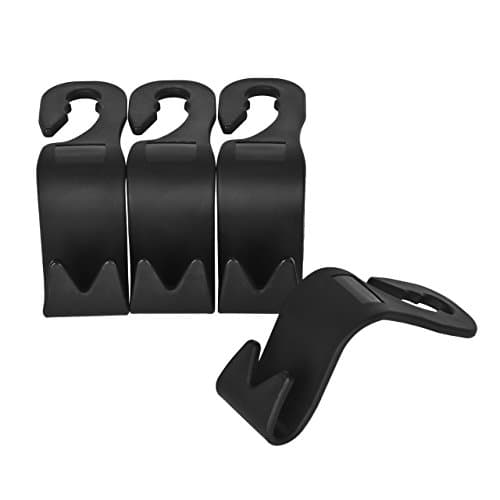 Broloyalty-HOOK4 Car Back Seat Headrest Hanger Storage Hooks Handy Bag Holder (Set of 4) (Black)