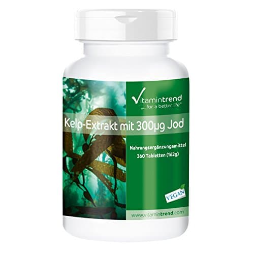 Kelp Extract containing 300mcg Iodine - ! Bulk Pack for 1 Year ! - Vegan - high dose Iodine - 360 Tablets