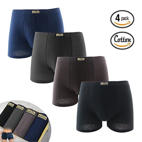 Hirun for Men 4 Pack Underwear Stretch Trunk Cotton Classics Boxer Briefs Gift Box - Assorted Colors