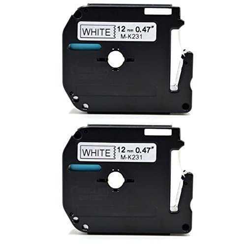 Eseller Direct® - 2 x Compatible Label Tape Replacement MK231 M-K231 for Brother P-Touch PT-70HOL - 12mm wide x 8m Length ( 2 Black on White )