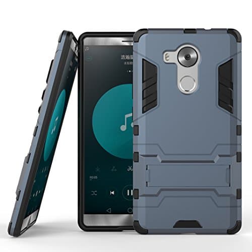OuDu Huawei Mate 8 Case, Armour Bodyguard Case for Huawei Mate 8 TPU Silicone Rubber Frame Matte Hard Back Cover Hybrid Dual Layer Shell Logo Cut-out Bumper Heavy Duty Holster Flexible Lightweight Sleeve Durable Protective Skin Anti-slip Anti-shock Anti-scratch Cover Stand Function Case - Dark Gray