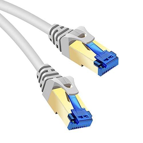 LinRui Ethernet Gigabit Lan Network Cable (RJ45) Advanced CAT 7 |Gold Connectors| 10Gbps 600MHz |10/100/1000Mbit/s | Patch cable | STP | compatible with CAT.5 / CAT.5e / CAT.6 | Switch/Router/Modem (3M, WHITE)