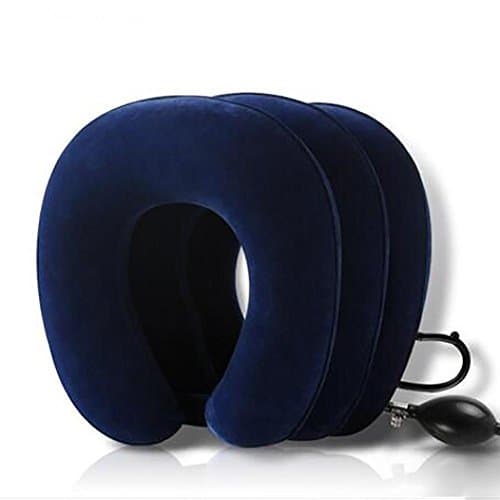 Three-tier full-round cervical traction home inflatable portable stretching massage neck pillow