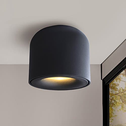 LED Ceiling Mounted spotlight,Surface Mounted Downlight,7W 6000K Cool White can shaped Black Aluminum,ideal accent lighting for Hallway Corridor Gallery display Kitchen and Living room 128B6K7W