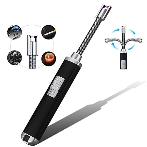 SMSWAB Electric Arc Lighter with 360° Rotatable Flexible Long Neck, Flameless USB Rechargeable Lighter No Flame & Smell, Windproof for Household BBQ Camping Candles