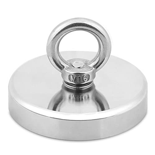 Super Powerful Round Neodymium Magnet with Countersunk Bore and Eyebolt for Salvage in the River or Fishing (120mm(1000 lbs))