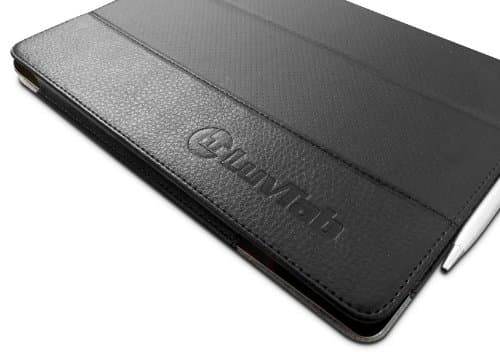iPad Air (9.7 inch) Custom Made Multi-Angle Slim Perforated Style 'Pen' Case with Stand Function, Sleep / Wake Sensor and 2 in 1 Stylus / Biro Pen by LuvTab® (Black)