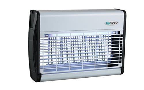 Flymatic Pro Electric Fly Insect Wasp & Moth Killer Zapper - UV & High Powered Killing Grid - White Steel Casing (16 WATT)