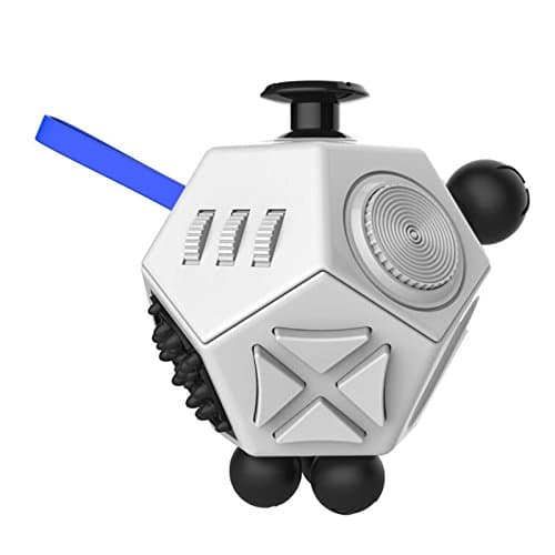 *UK SPECIAL OFFER* NEW SUPER CUBE (Fidget Cube 2) 2017 Design - Figit Fidget Cube - Anxiety Stress Relief 12 Sides Block Figdet (2017) (White/Black)