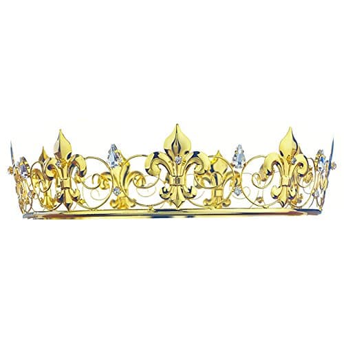Men's Imperial Medieval Fleur De Lis 2" Full Circle Gold King Crown