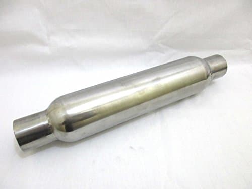 4" x 16" x 2.5" [101 x 406 x 63mm] Round Bullet Silencer Stainless Steel Spiral Perf Middle Exhaust Silencer Box