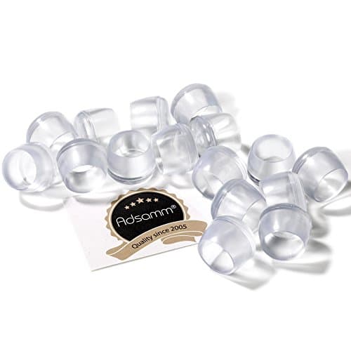 Adsamm 16 x Leg tips | Ø 0,79'' (Ø 20 mm) | transparent | round | Premium quality outer caps for tubular steel chairs