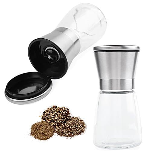Salt and Pepper Mills Set,Pepper Grinder With Adjustable Coarseness Ceremic Core Salt and Pepper Shakers Pair for Kitchen Spices Grinder Set of 2