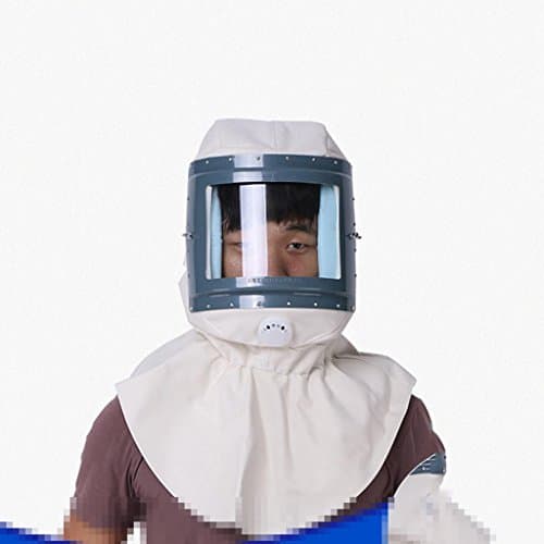 YANLIU Protective Dust Sandblasting Sandblasting Head Cover, White Canvas Large Frame Spray Mask, Labor Protection Sandblasting Hat