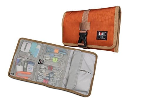 cable organiser, BUBM 3Folded design electronics organizer, travel carry case, Hanging Toiletry Cosmetics Bag, Cable Stable, Wash Bag, Baby Healthcare kit(3Folded,Gold)