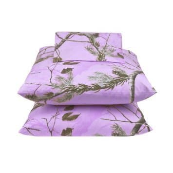 Kimlor Realtree Ap Lavender Camo 4 Pc Full Size Sheet Set (1 Flat Sheet, 1 Fitted Sheet, 2 Pillow Cases)