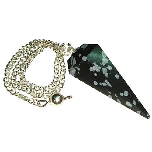 Black Obsidian point Pendulum for Scrying Healing Dowser / Black Obsidian Quartz Dowser With chain