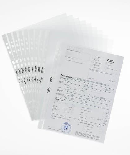 Durable Transparent Punched Pocket A4 Portrait | Premium Punched Document Wallet with Thickness of 0.08mm | Large Pack of 100 Glass Clear Pockets
