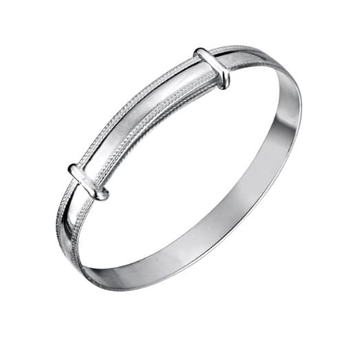 Jo Expanding Sterling Silver Baby Bangle Beaded Edge 45mm