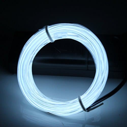 White El Wire, Neon Lamps Rope Light Glowing Strobing Electro Luminescent Wire for Chrismat Party Deco (3M White)