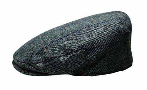 Quiet Man Collection Grey Tartan &amp; Herringbone Wool Cap Premium Quality 