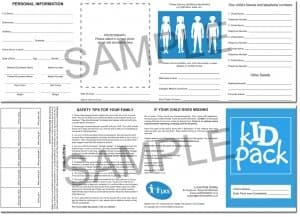 Kid Pack Missing Child ID Pack - With Shoe Stickers and Fingerprint Strip