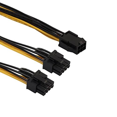 Diadia PCI-E 6 Pin to 2 x 6+2-Pin (6-Pin/8-Pin) Power Graphics Card PCI Express Power Adapter Y-splitter Extension Cable Mining Video Card Power Cable (50CM)