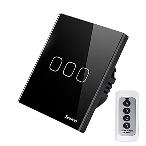 BelievE SESOO Touch Switch 3 Gang 1 Way,Wall Light Remote Control Switch, With A Contoller. (B)