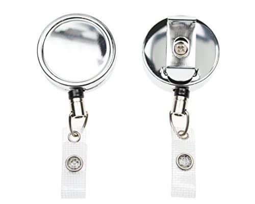Chrome Strap Clip Heavy Duty Card Holder Reel Retractable Security Pass Card Key Holder (1)