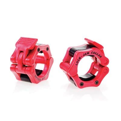 Lock-Jaw Unisex Pro (Pair-2"/50mm) with Locking Latch Barbell Collar, Red, 2-Inch