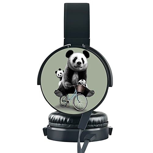 Panda Riding a Bicycle Headset, [KOSUNG] Customized Headphones with Soft Earmuffs Hands-free Phone Calls Ideal For iPhone X, iPhone 8, iPhone 8 Plus, Samsung Galaxy Note 8, Samsung Galaxy S8/S8 Plus etc.