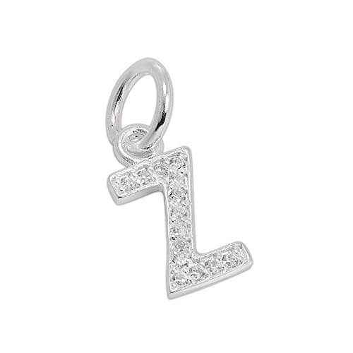 Small Sterling Silver &amp; CZ Crystal Initial Letter Z Charm