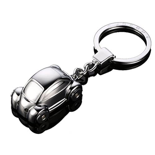 mini cute Beetle Car Stylish Keychain with SOS Flashlight made of Stainless Electroplated Alloy (Silver)
