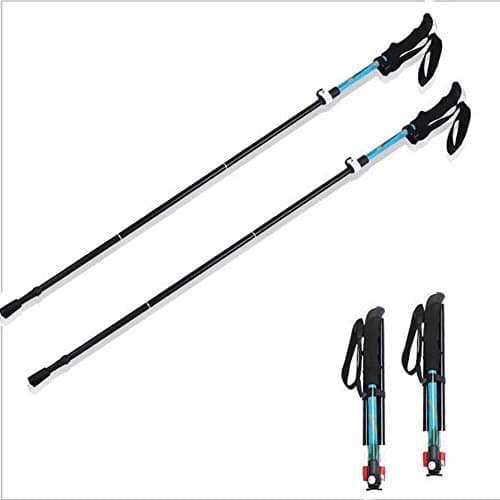 RDJM 2 pack Foldable Portable Anti Shock Outdoors Hiking/Walking/Trekking Trail Poles - 1 Pair, blue