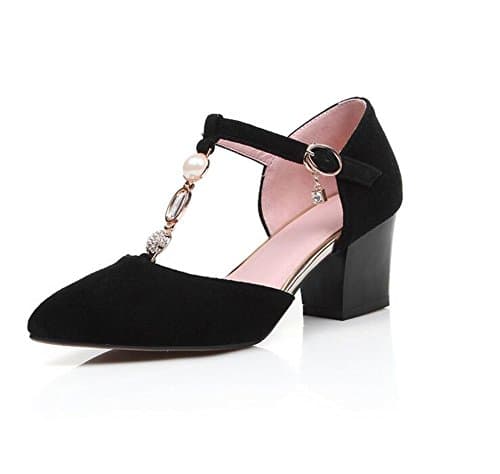 HAOHE Women's Sandals Spring Summer Fall Leather Embossed Pointed Pearl Wedding Office & Career Dress Casual Party & Evening Chunky Heel Buckle