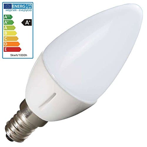 Ricolite - E14 Candle Led Bulb Warm White, 5W = 40W Equivalent , A+ Energy Rating, 400 Lumens, 2700K, 30,000 Hours