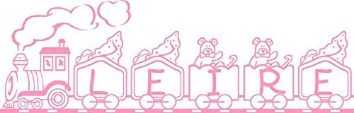 Vinyl Children's Train Personalised with Name. 75 cm largo light pink