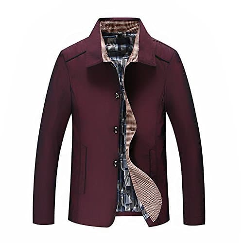 DYF Coat Jacket Big size Lapel Long sleeve Single row buckle Solid Color,Wine Red,6XL