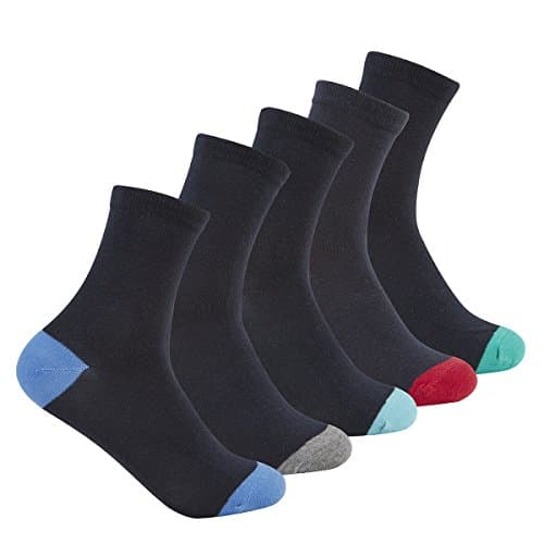 Street Essentials Boys Pack Plain Socks with Coloured Toes &amp; Heels 5 Blue Mix 12.5-3.5