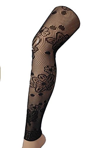 Black Lace Footless Tights style 013